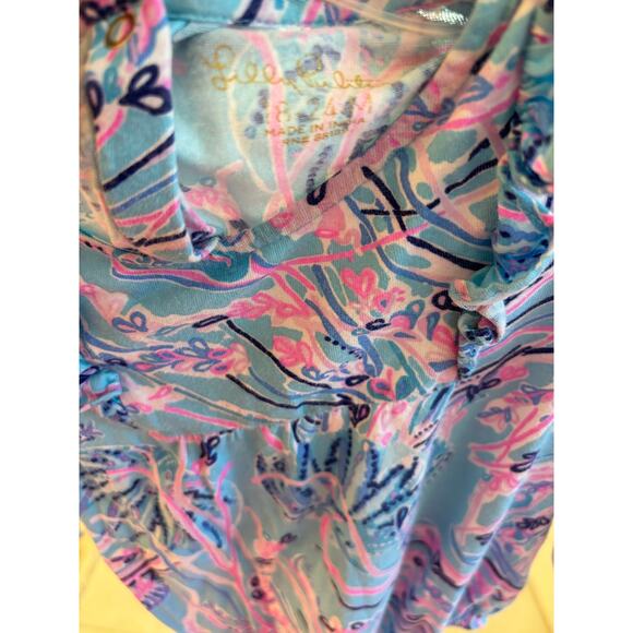 Lilly Pulitzer Blue and Pink Cotton Bodysuit Bubble 18-24 months GUC - Picture 3 of 4